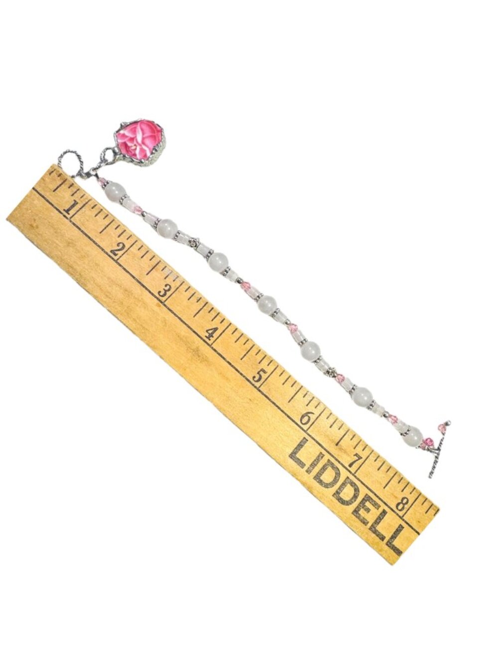 Vintage Pink Rose Quartz Bracelet Broken China Charm Cabochon - Picture 4 of 11